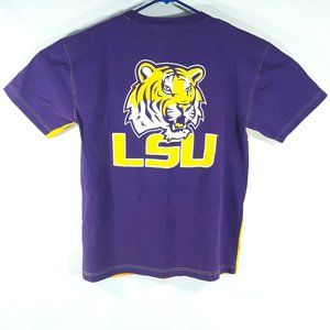 Pro-Edge Men Large LSU Tigers Tee Geaux Tigers Purple Back and Gold Front